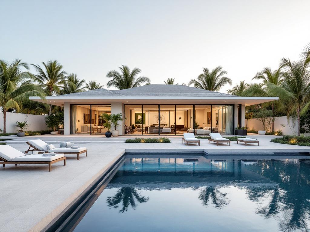$2M tier — Intracoastal-adjacent home with dock visible, pool in foreground, 4BR scale.