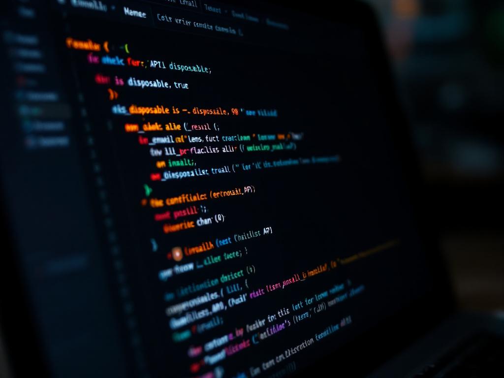 Éditeur de code montrant une charge JSON de réponse API avec mise en évidence de la syntaxe — les champs comme `is_disposable: true`, `confidence_score: 98`, `result: "invalid"` sont clairement visibles. Thème sombre, esthétique de développeur.