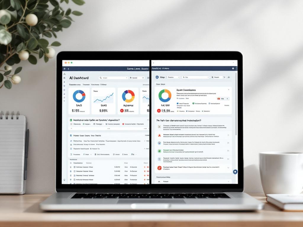 Hero image — a laptop screen split-screened showing the same SaaS dashboard in English on the left and a half-translated Spanish/Japanese version on the right with visibly broken UI strings (overflowing buttons, untranslated error messages). Shot fro
