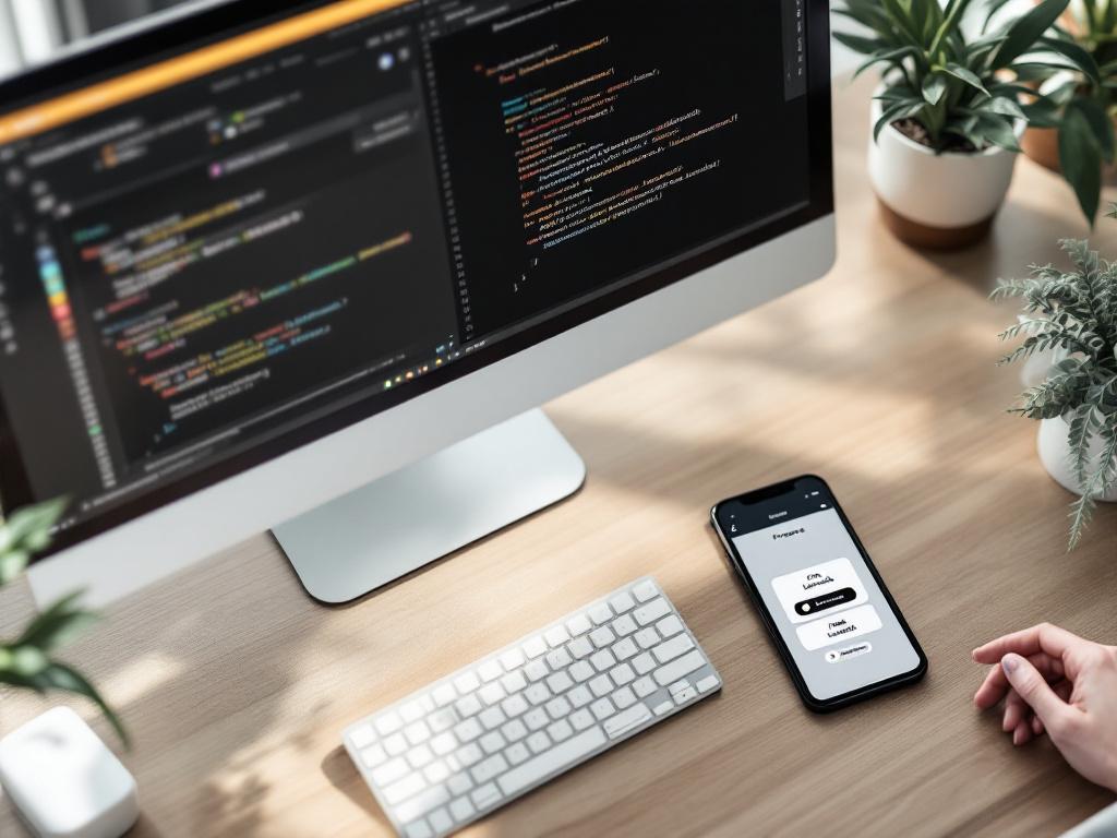 A developer's monitor showing a JSON response payload from a skincare API in a VS Code dark-theme editor, with a smartphone beside it displaying a consumer-facing ingredient scanner UI flagging "fragrance" and "linalool" with sens