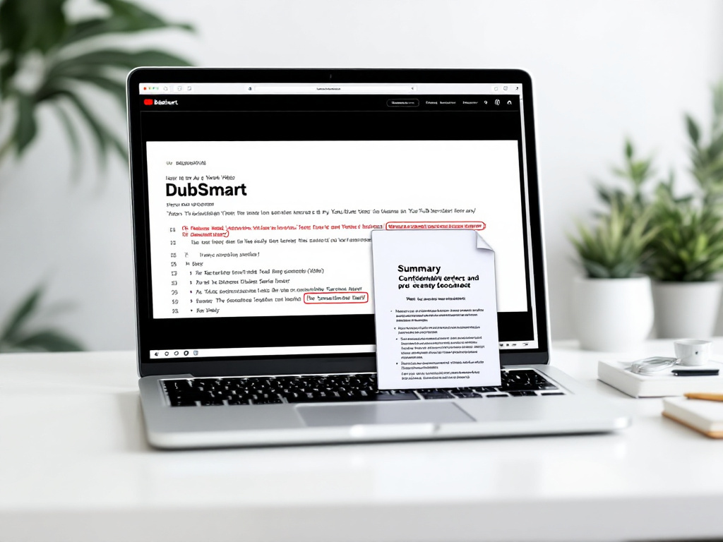 Gros plan d'un écran d'ordinateur portable affichant une transcription avec trois erreurs en surbrillance encerclées en rouge — un nom mal orthographié, un nombre erroné, un terme technique brouillé — superposé à un document résumé qui répète avec confiance ces mêmes erreurs. Démontre la propagation