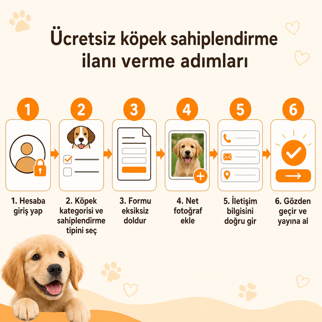 Altı adımlı ilan verme sürecini gösteren şema