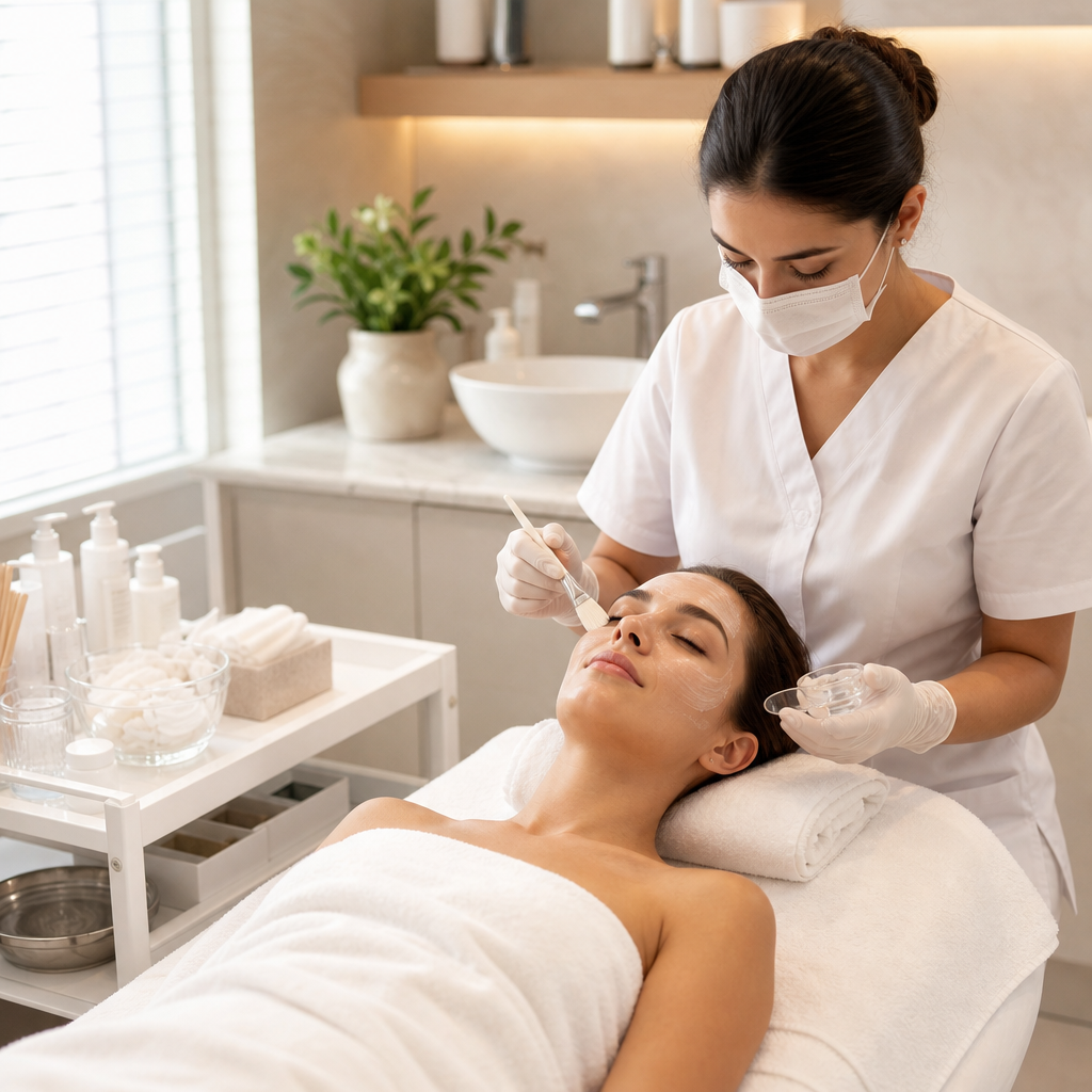 Temiz ve düzenli bir cilt bakım odası, hijyenik spa atmosferi