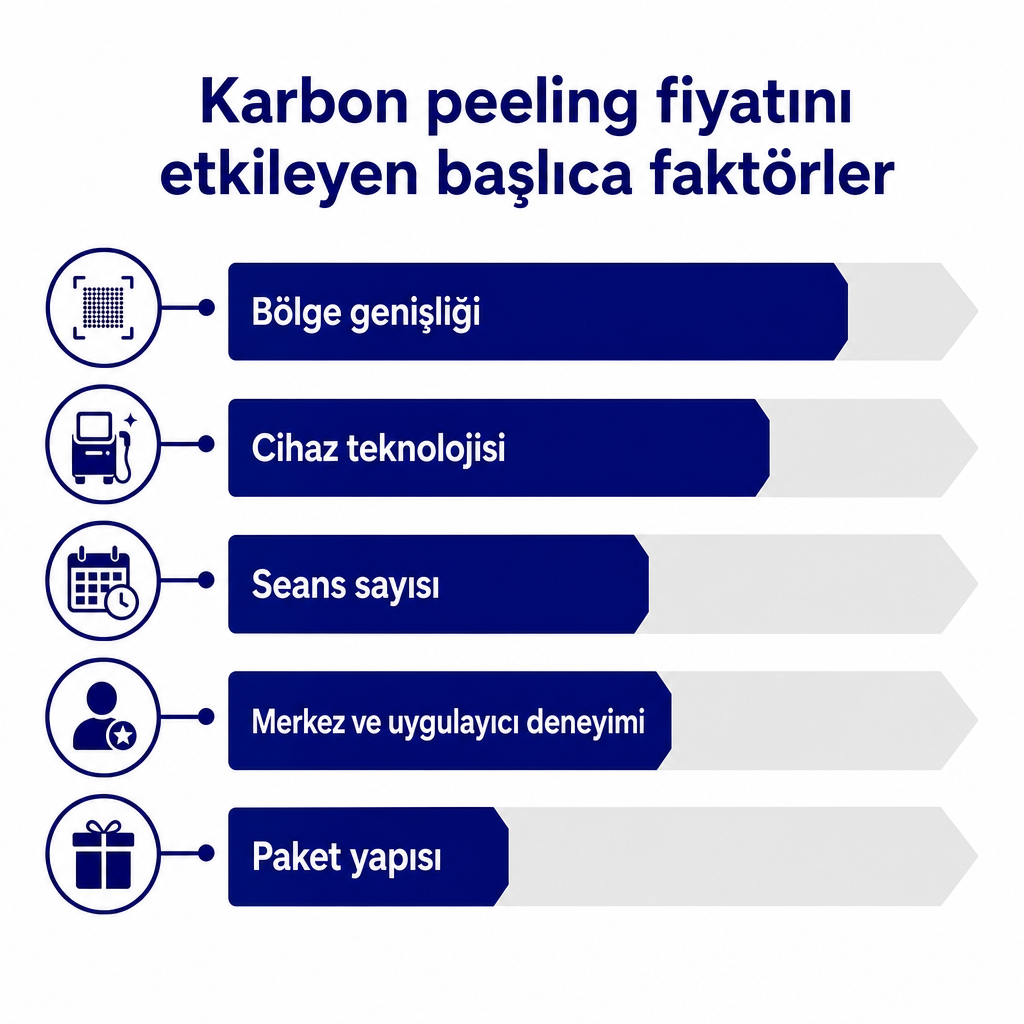 Karbon peeling fiyatını etkileyen faktörleri gösteren grafik