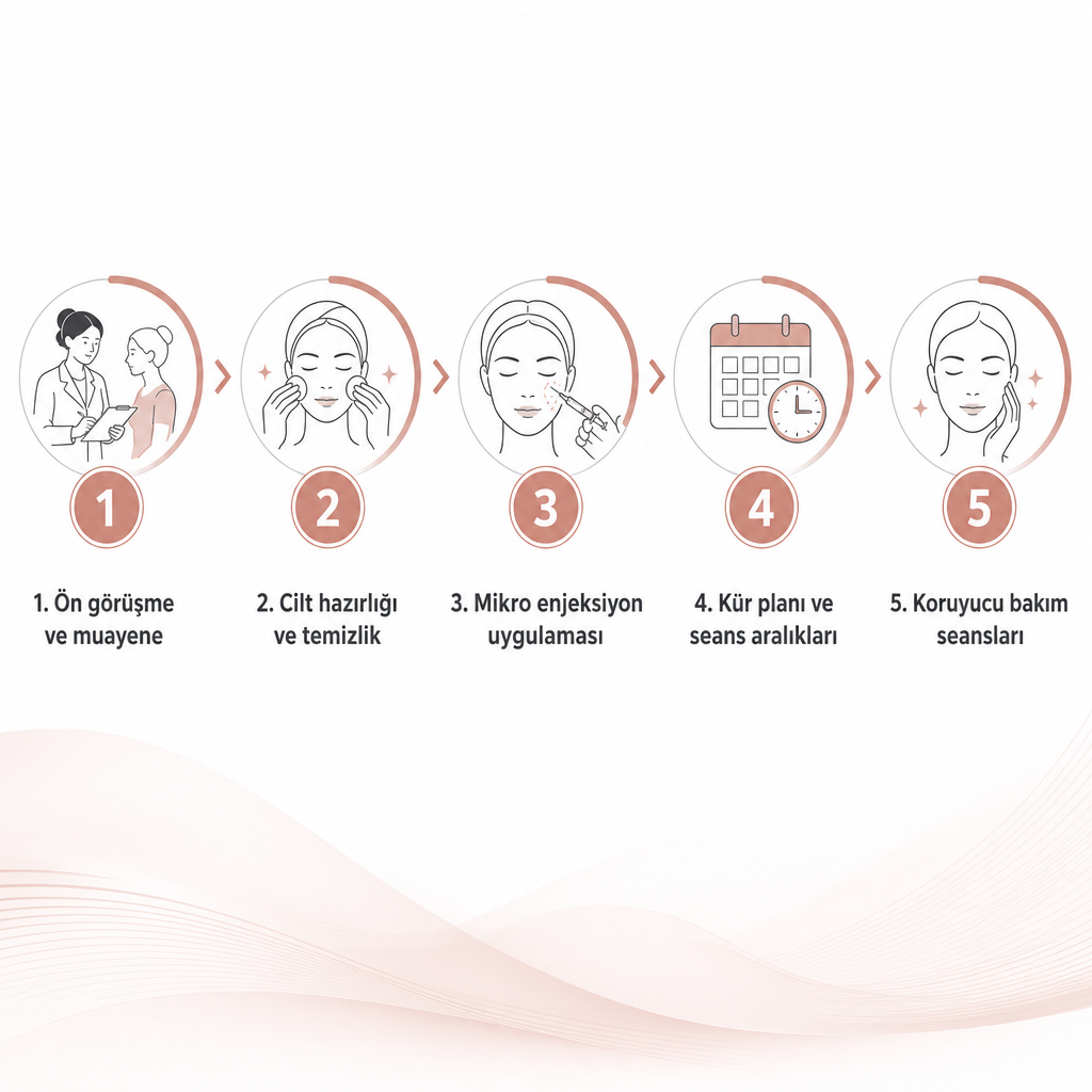 Gençlik aşısı sürecini beş adımda gösteren süreç infografiği