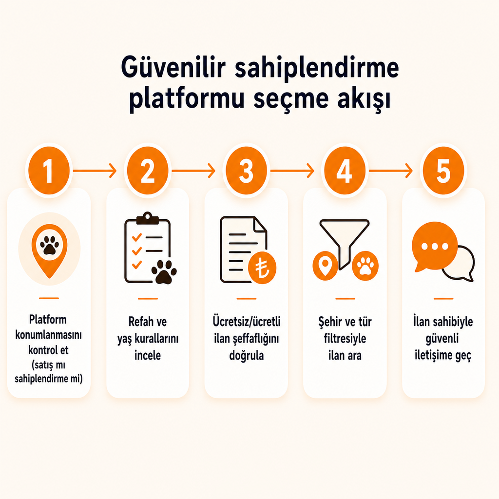 Beş adımlı sahiplendirme platformu değerlendirme sürecini gösteren akış şeması