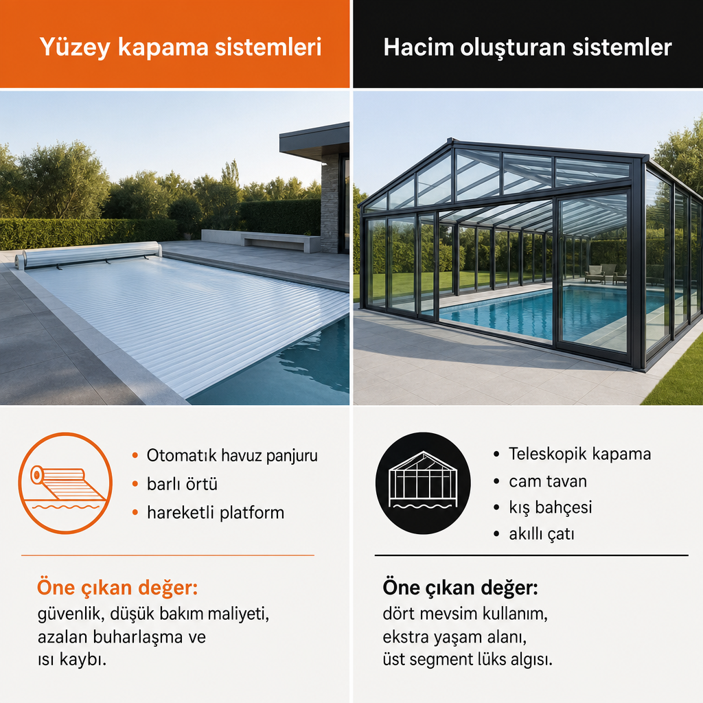 Yüzey kapama sistemleri ile hacim oluşturan sistemlerin değer etkilerini karşılaştıran iki sütunlu görsel