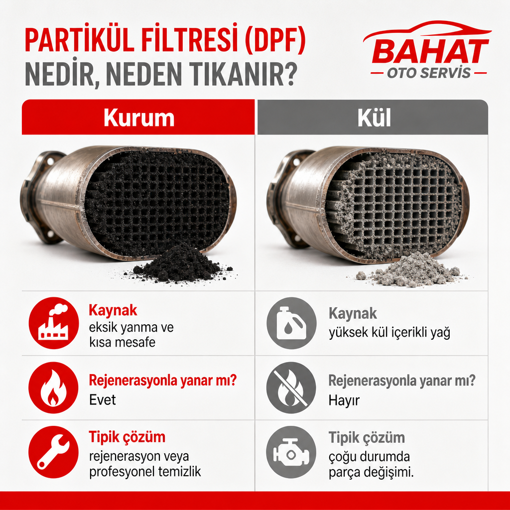 Kurum ve kül birikiminin kaynak, temizlenebilirlik ve çözüm açısından karşılaştırıldığı iki sütunlu görsel.