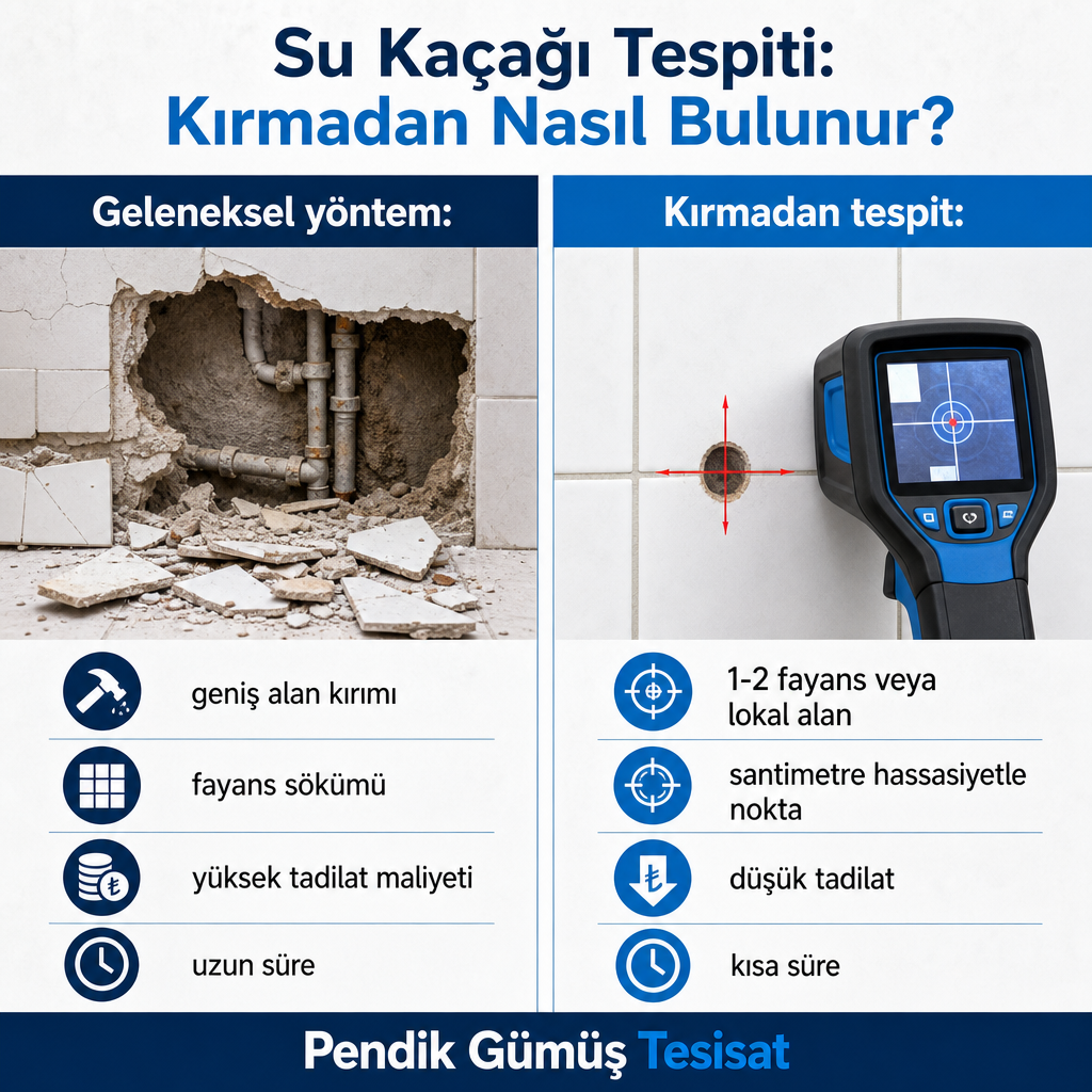 Geleneksel geniş kırım ile kırmadan noktasal tespit yönteminin yan yana karşılaştırması